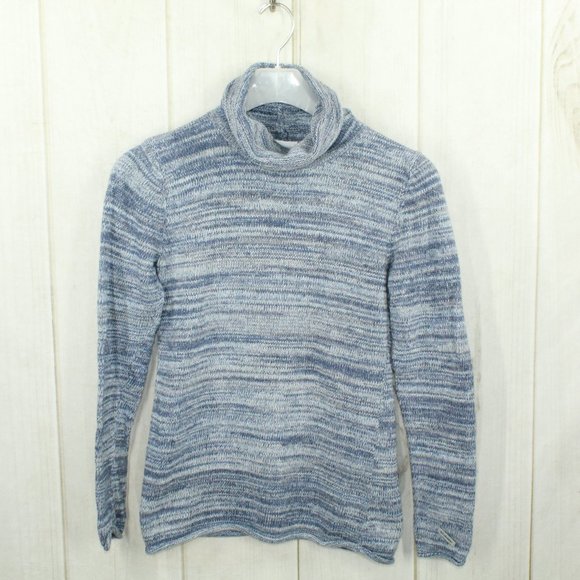 Columbia Blue Striped Ribbed Knit Turtleneck Pullover Sweater Size M - Picture 2 of 11